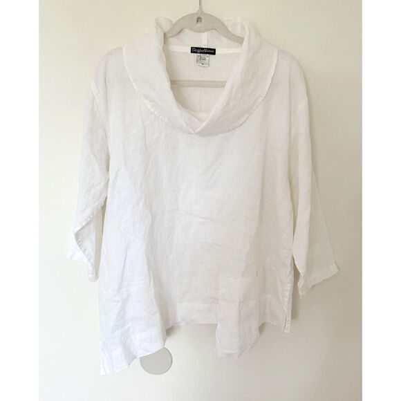 Stijfselkissie Linen Tunic Top Lagenlook Artsy Cowl Neck Asym Hem Pocket Sz M - Picture 1 of 9